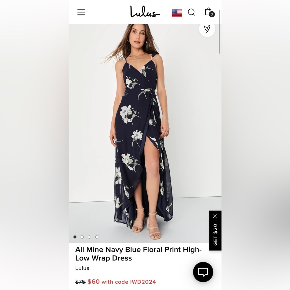 Lulu’s All Mine Navy Floral Print High Low Dress